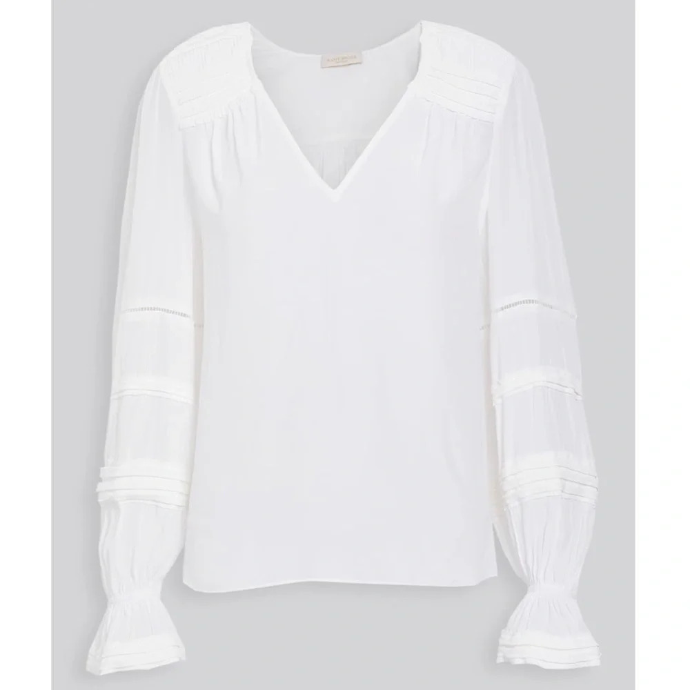 RAMY BROOK Finn Pintuck And Lace Inset Blouse In Ivory - Picture 2 of 5